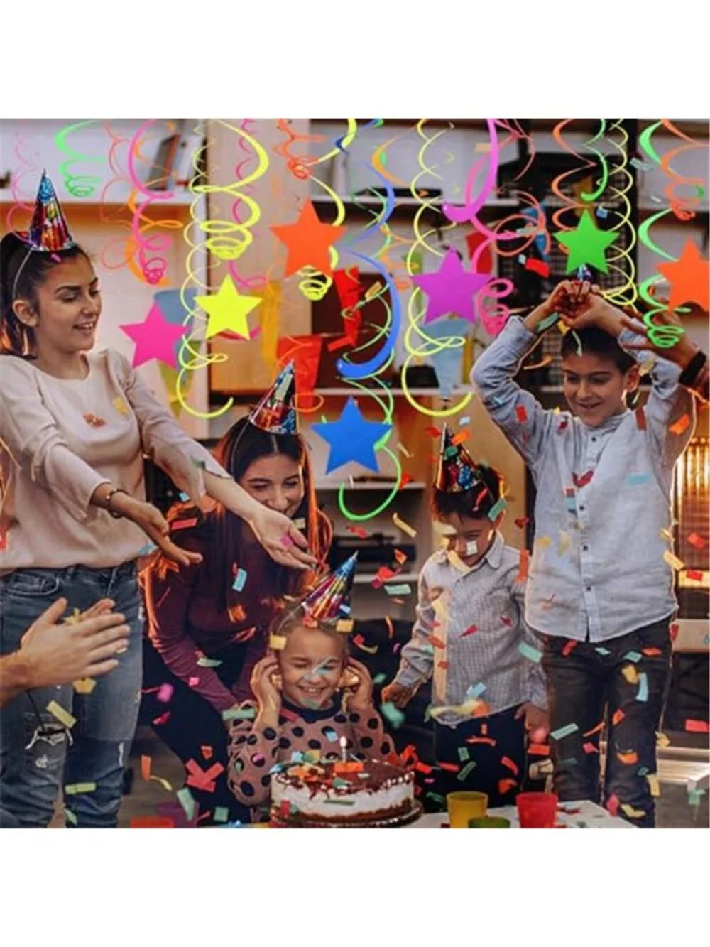 Neon Party Decorations UV Glow Hanging Swirls Streamers Blacklight Party